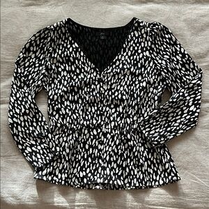 J. Crew Black and White Patterned Blouse